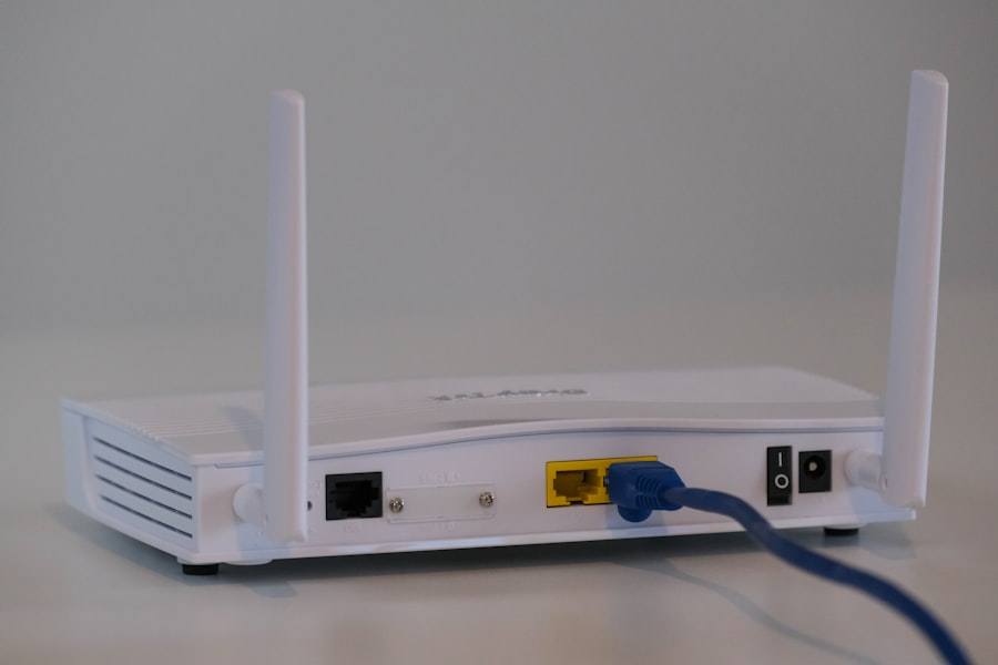 A WiFi router set up at home